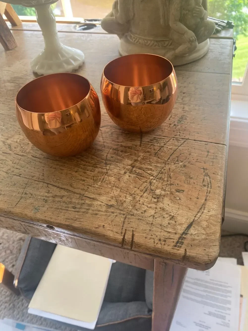Vintage Coppercraft Guild Cipper Whiskey Handle Less Mug set of 2
